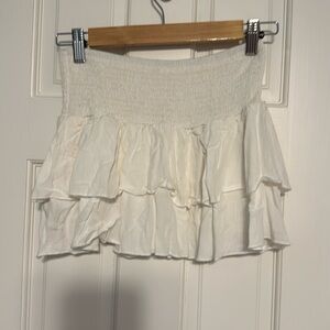 White Ruffled Mini Skirt
